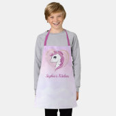 Tablier Unicorne magique violet or personnalisé (Porté)