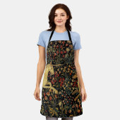 Tablier Unicorne médiévale Midnight Floral Garden (Porté)