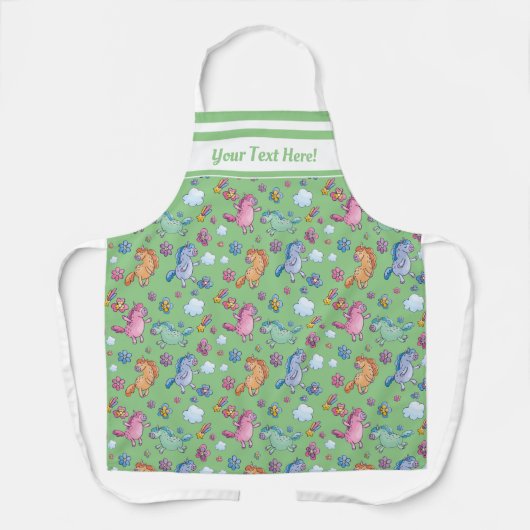 Tablier Unicornes lunaires et jolies fleurs lumineuses (Recto)