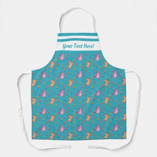 Tablier Unicornes lunaires et jolies fleurs Motif (Recto)