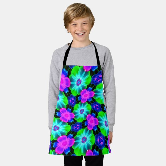 Tablier Unique Motif à fleurs colorées (Porté)