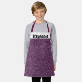 Tablier Unique Purple & White Sparkly Kids Nom personnalis (Porté)
