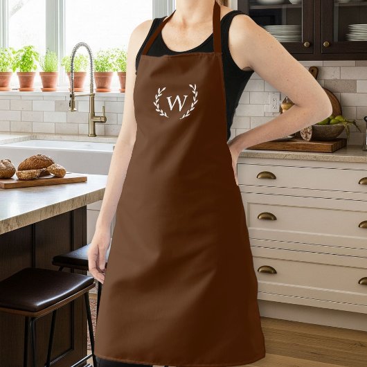 Tablier Unisex Apron with Monogram,  Dark Brown, Rustic 