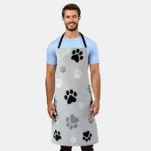 Tablier unisex imprimé noir, blanc et gris (Porté)