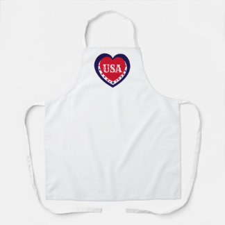 Tablier USA Patriotique Rouge Blanc Bleu Cœur Festif Juill