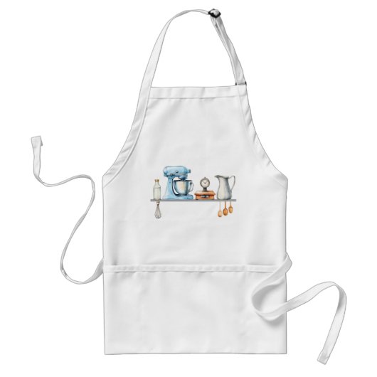 Tablier Ustensiles de cuisine bleus et gris (Devant)