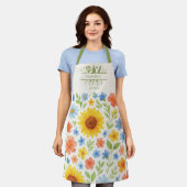 Tablier ustensiles de cuisine jaune tournesol bleu (Porté)