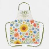 Tablier ustensiles de cuisine jaune tournesol bleu (Recto)