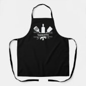 Tablier Ustensiles de cuisine monogramme noir (Recto)