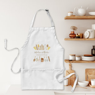 Tablier Ustensiles de cuisine personnalisés à l'aquarelle 
