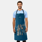 Tablier Ustensiles de cuisine rustique Monogramme moderne (Porté)