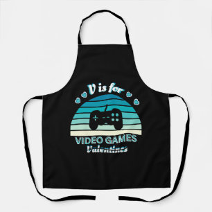 Tablier V pour Jeux Vidéo pas Valentines - Funny Retro Col