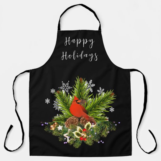 Tablier Vacances de Noël noir (Recto)