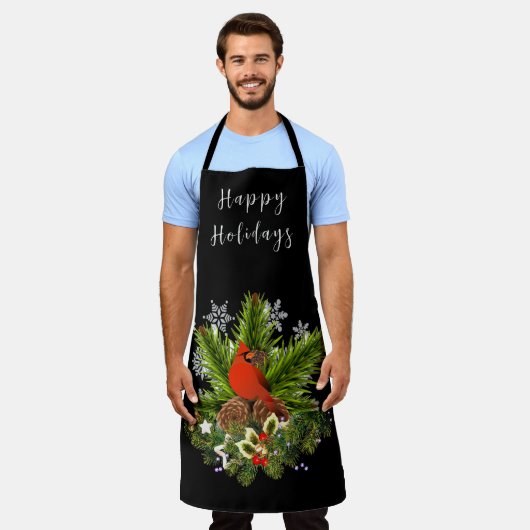 Tablier Vacances de Noël noir (Porté)