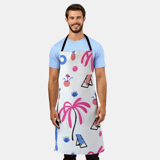 Tablier Vacances d'été : Palm Trees Ananas Motif (Porté)