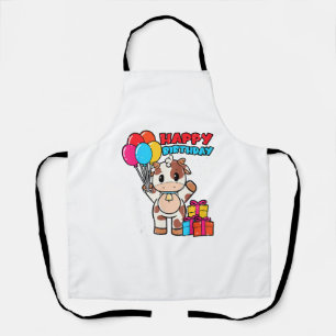 Tablier Vache Birthday Balloon Thème Cattleman Farman Cute