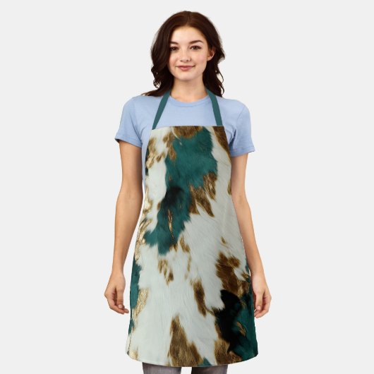 Tablier Vache blanche de l'Ouest Emerald Gold (Porté)