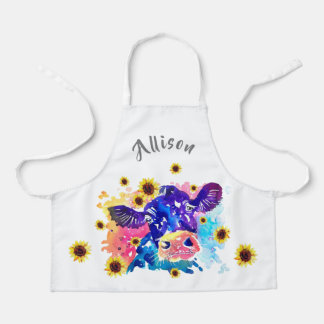 Tablier Vache colorée avec les enfants de tournesol Person