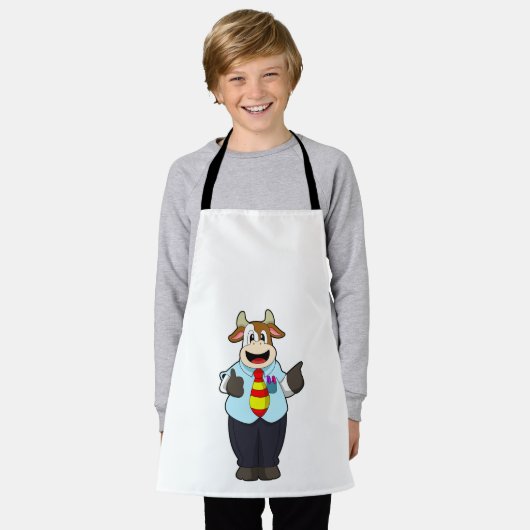 Tablier Vache comme enseignant avec Cravate (Porté)