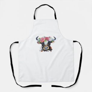 Tablier Vache couronnée de fleurs T-shirt classique