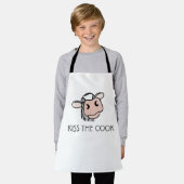 Tablier vache de dessin animé noir blanc rose baiser gris (Porté)