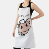 Tablier vache de dessin animé noir blanc rose baiser gris (Insitu)