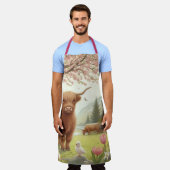 Tablier Vache des hautes terres mignonne, florale/printani (Porté)