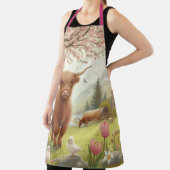 Tablier Vache des hautes terres mignonne, florale/printani (Insitu)