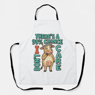 Tablier Vache drôle 99% de chance que je m'en fiche Graphi