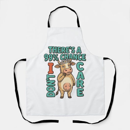 Tablier Vache drôle 99% de chance que je m'en fiche Graphi (Recto)