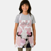 Tablier Vache fille mignonne avec vache rose Imprimer Arri (Insitu)
