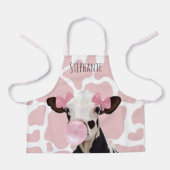 Tablier Vache fille mignonne avec vache rose Imprimer Arri (Recto)