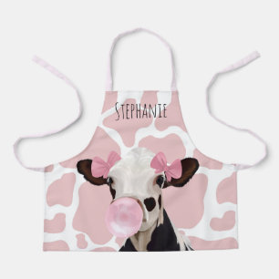 Tablier Vache fille mignonne avec vache rose Imprimer Arri
