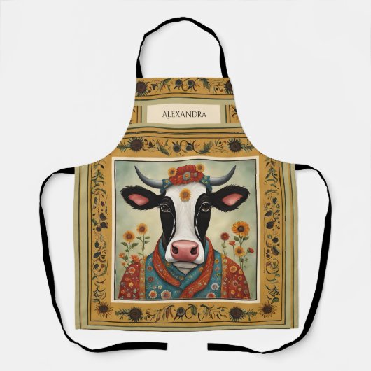 Tablier Vache florale (Recto)