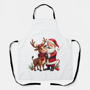 Tablier Vache Highland de Noël avec Santa écossais vintage
