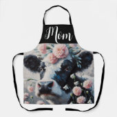 Tablier Vache Holstein dans les fleurs Agritourisme peintu (Recto)