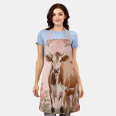 Tablier Vache Jersey Adorable Floral Rose (Porté)