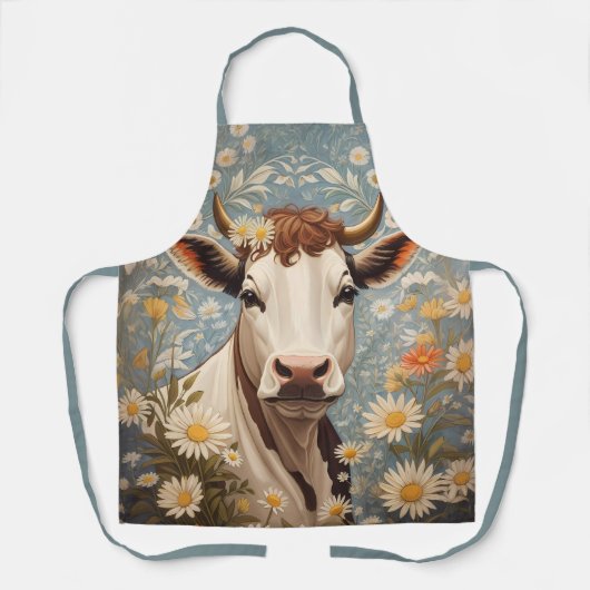 Tablier Vache Mignonne Aux Fleurs Faisées (Recto)