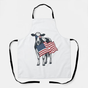 Tablier Vache patriotique Drapeau américain Gravure vintag