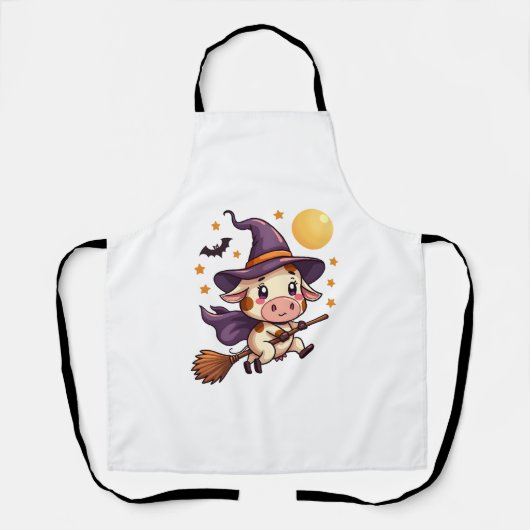 Tablier Vache sorcière sur un bâton (Recto)
