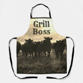 Tablier Vaches dans le pâturage - Sepia Tone (Recto)