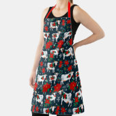 Tablier Vaches de Noël et Poinsettias (Insitu)