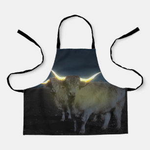Tablier Vaches Highland Qui Jaillissent Dans L'Obscurité,