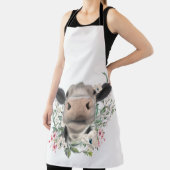 Tablier vaches nez baiser fleurs aquarelle gris animal de  (Insitu)