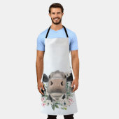 Tablier vaches nez baiser fleurs aquarelle gris animal de  (Porté)