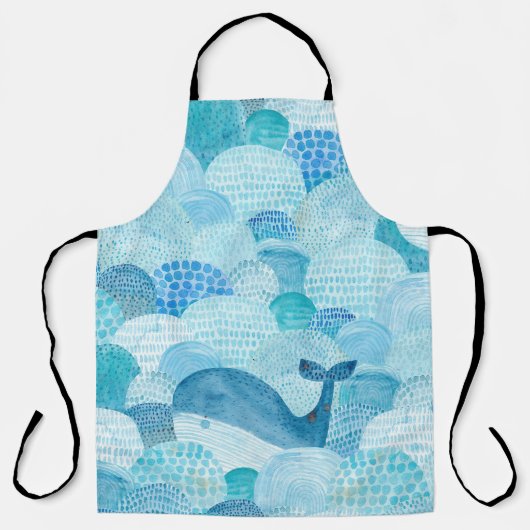 Tablier Vagues, baleine, texture bleu enfantine (Recto)