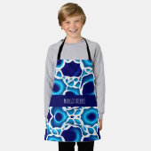 Tablier Vagues bleues et oeufs Motif isométrique (Porté)