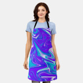 Tablier Vagues célestes : Le marbre bleu blanc et violet (Porté)