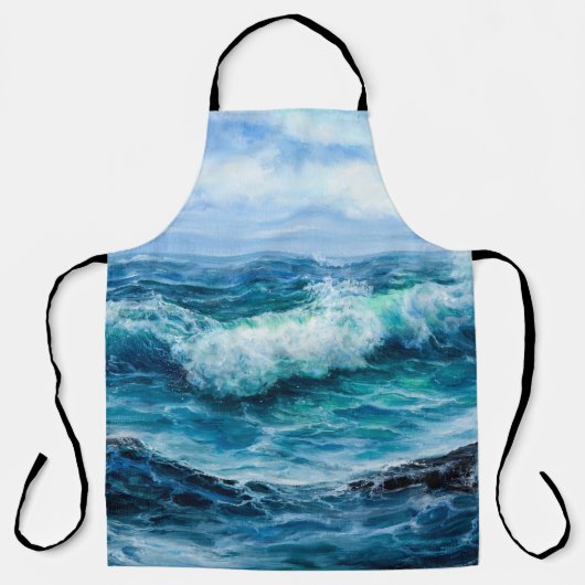 Tablier Vagues dans l'océan. Impressionnisme moderne, mode (Recto)