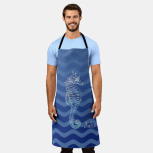 Tablier Vagues de rayures bleues de marine nautiques hippo